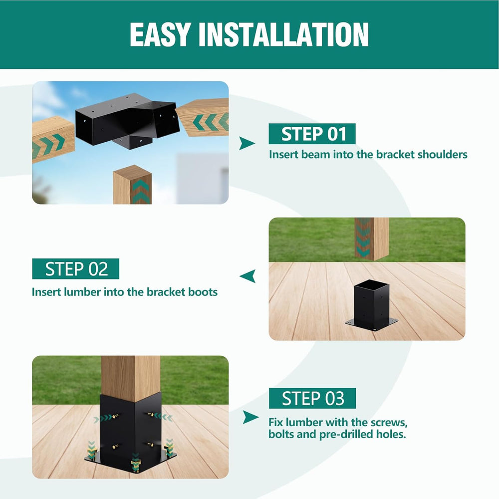 HAYOHRT 15° Pergola Brackets 75° Corner Bracket with Post Base Gazebo Kit for...