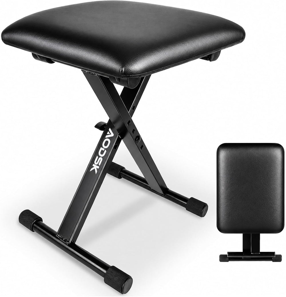 AODSK Keyboard Bench X-Style Cushion Padded,Piano Bench Adjustable Collapsibl...
