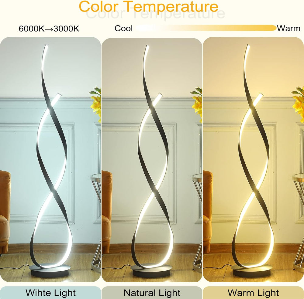 40W 4000LM 54.3 inches Black Floor Lamp for Living Room Bedroom with 3 Color ...