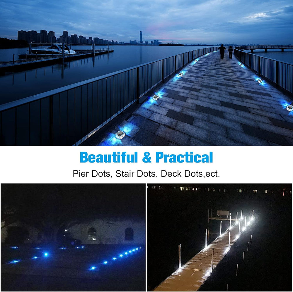 VOLISUN Solar Driveway Dock Deck LED Outdoor Lights 2 Colors Modes 12 Pack