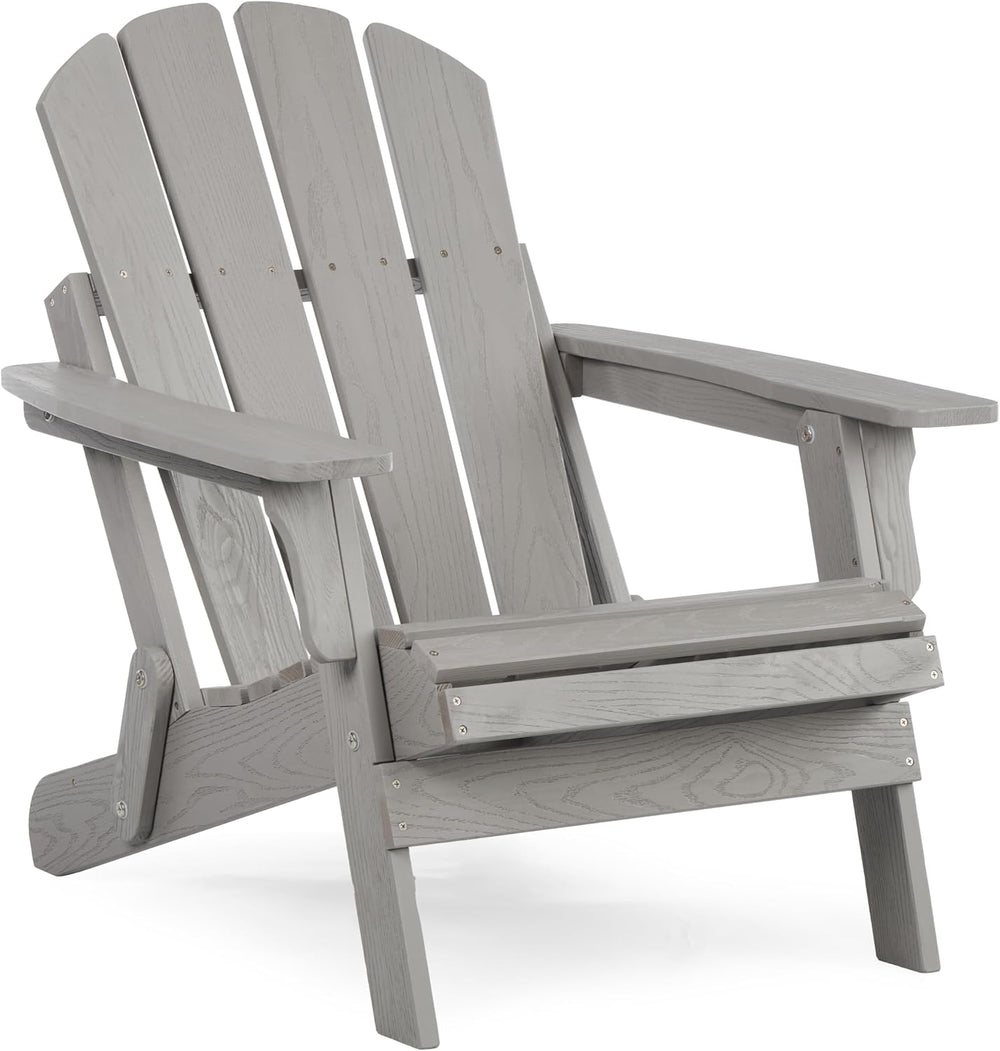 Oversize Wooden Outdoor Folding Adirondack Chair with Pre-Assembled BackRest ...