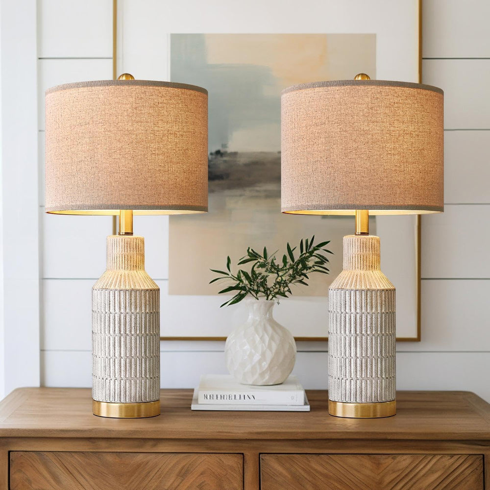 USumkky 25" Table Lamps Set of 2 - Modern Bedside Lamps for Living Room ...
