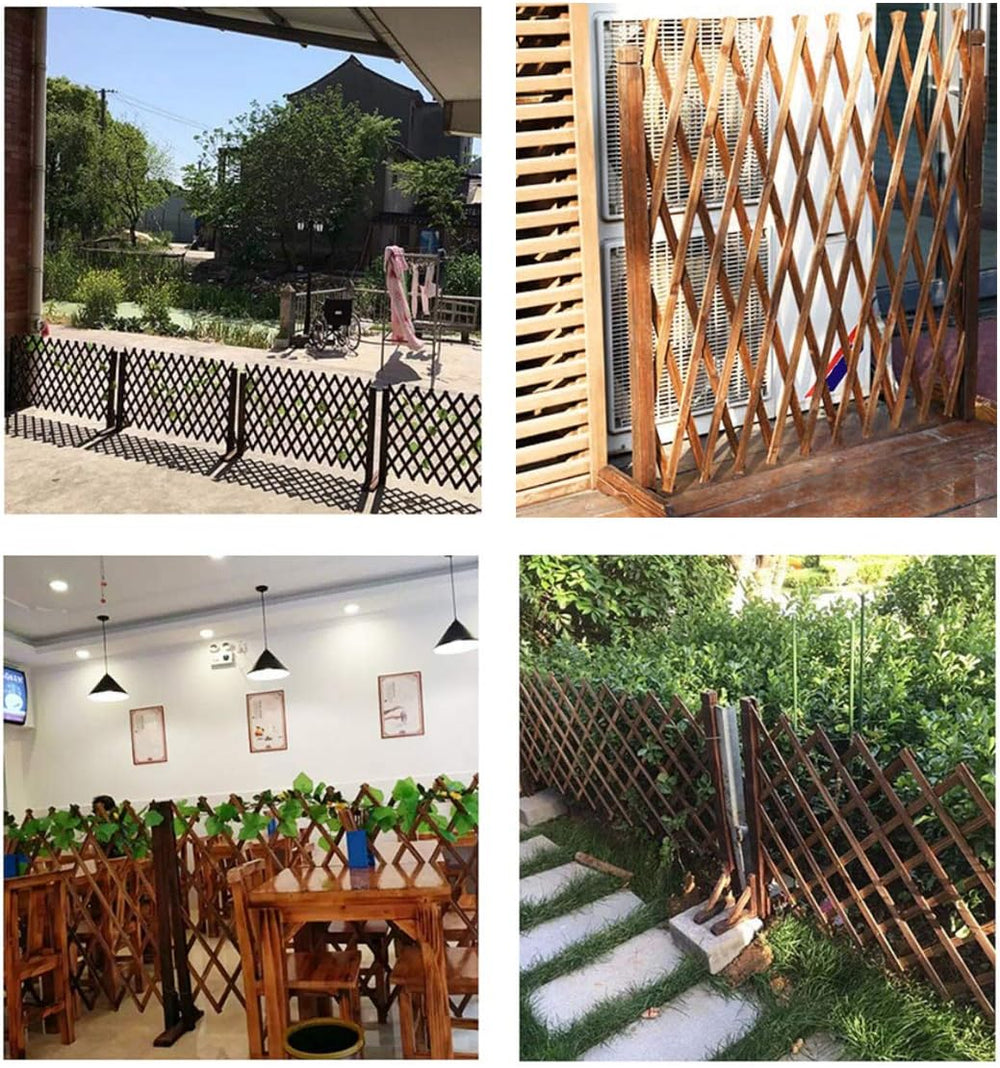 MYOYAY 2PCS Expandable Instant Fence Retractable Wooden Fence Wooden Pet Gate...