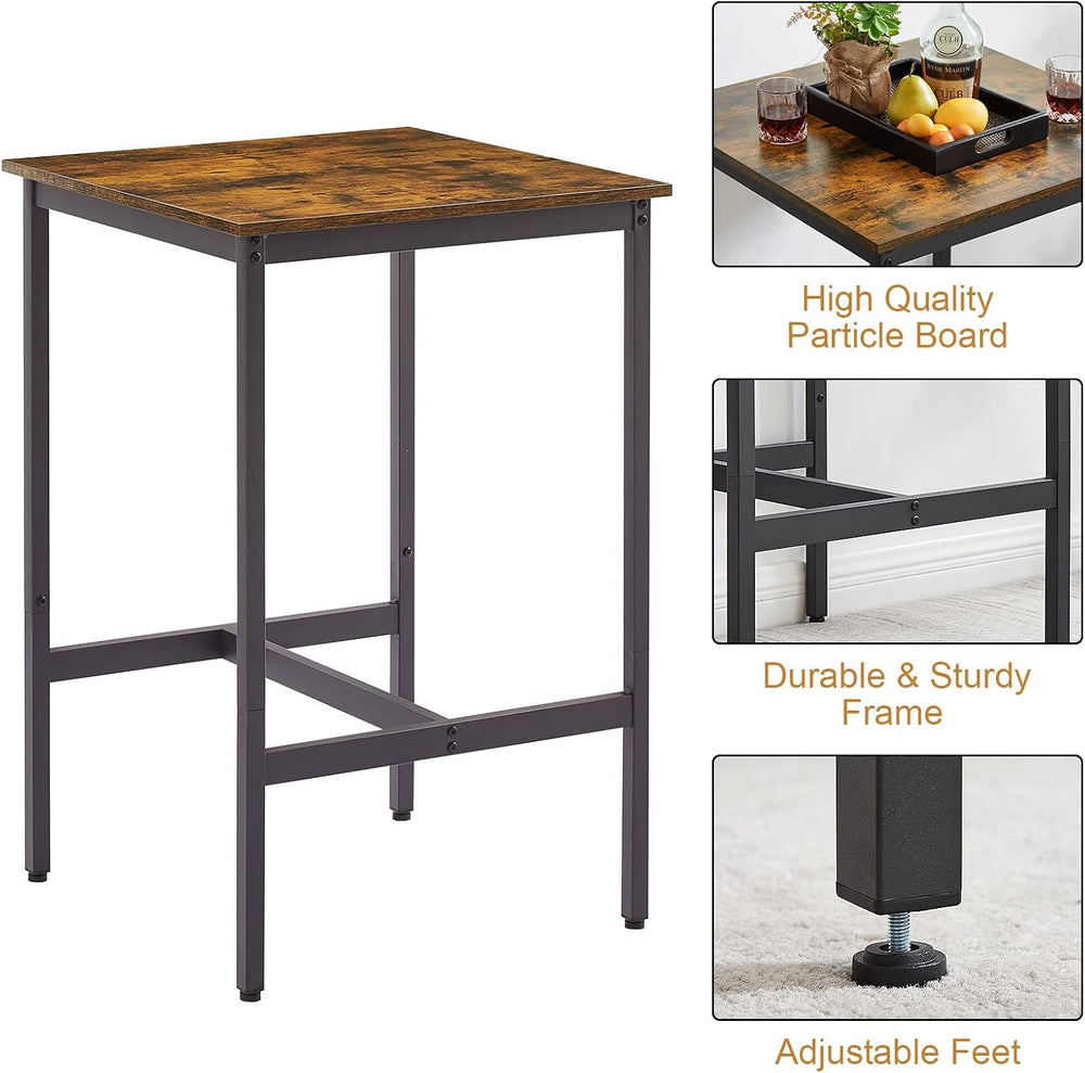 GNIXUU 3-Piece Small Bar Table and Chairs Set, Bar Set with Square Table and ...