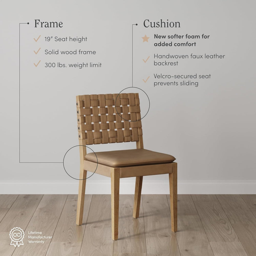 Nathan James Cohen Wood Dining Chair, Mid-Century Modern Upholstered Side Cha...