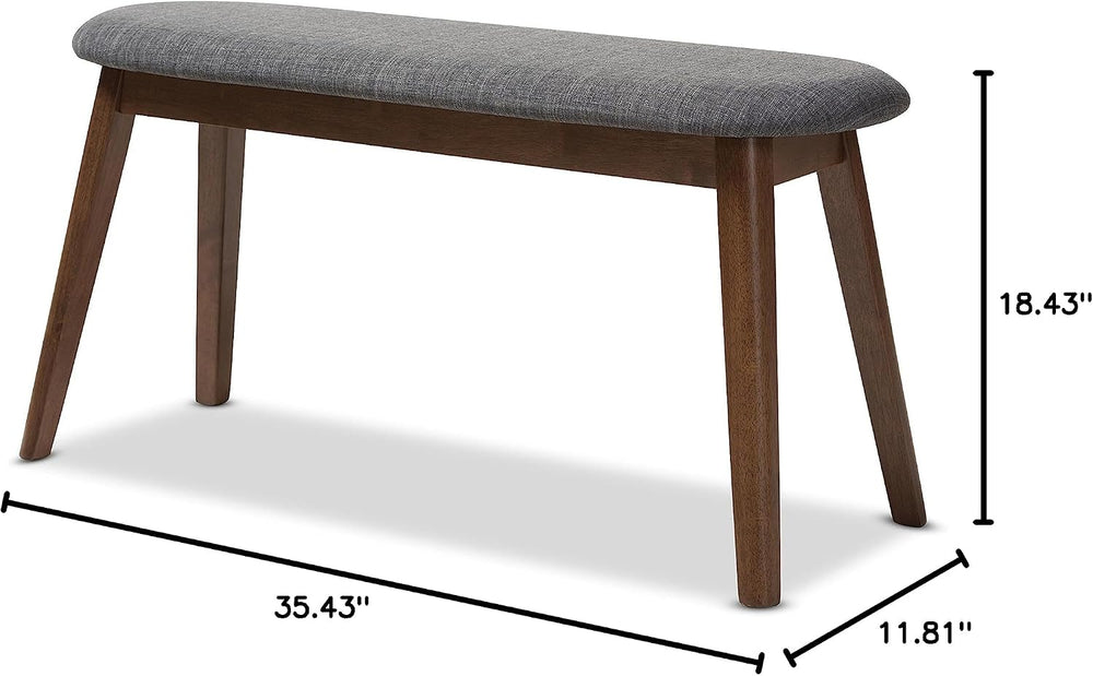Baxton Studio Easton Mid-Century Modern Dark Grey Fabric Upholstered Walnut F...