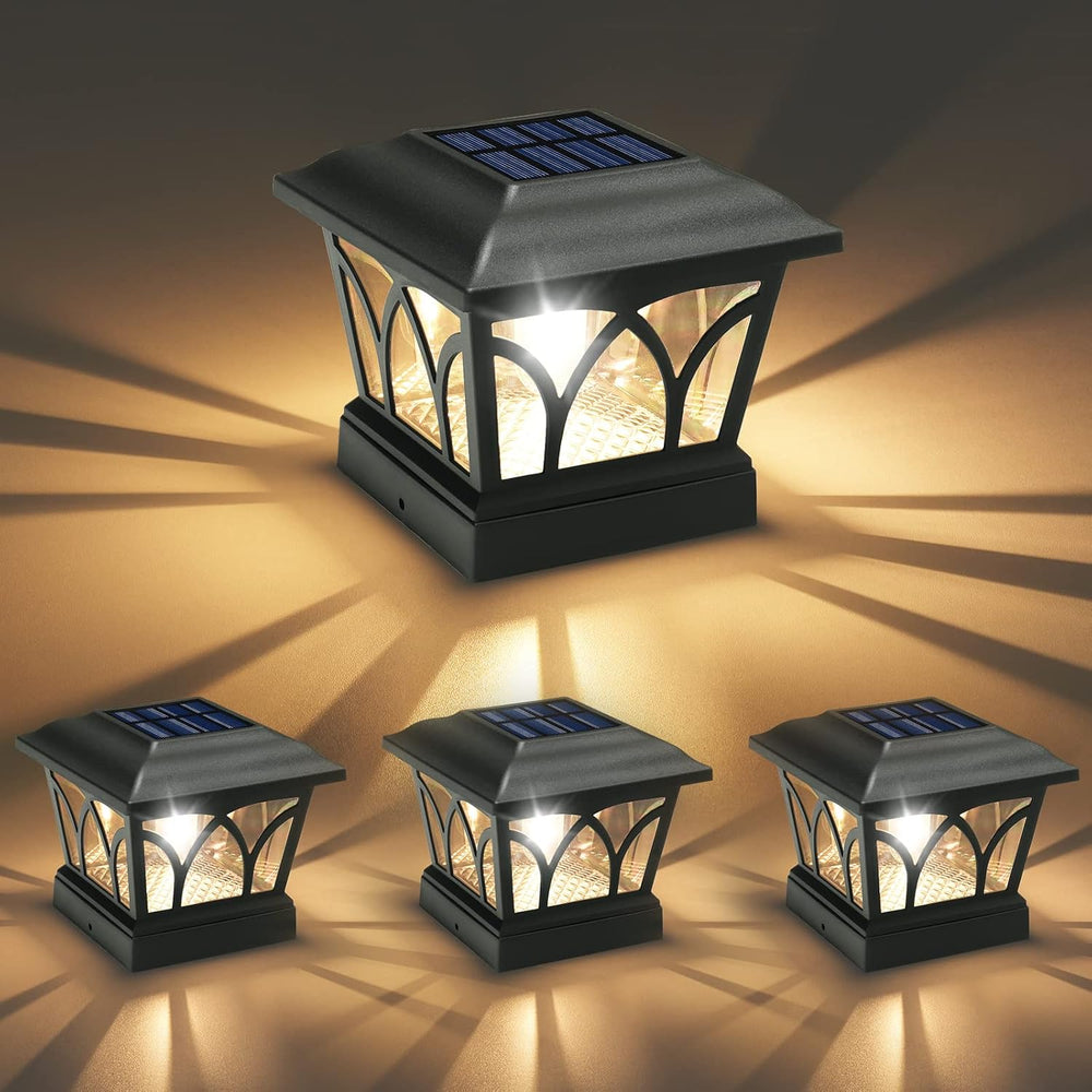 VOLISUN Solar Fence Post Cap Lights, Edison LED 2 Modes 4Pack,Slate Black