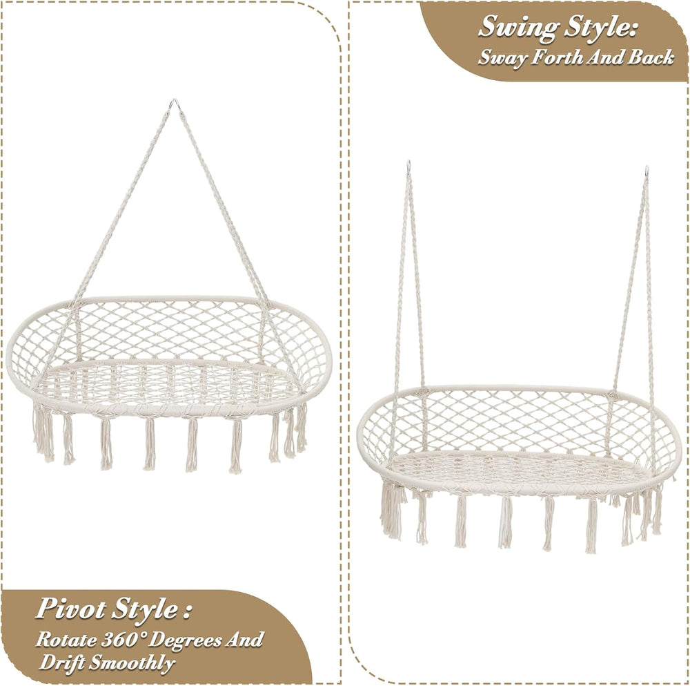 Athena Collection 2-Person Hammock Chair with Mounting Hardware Kit, White