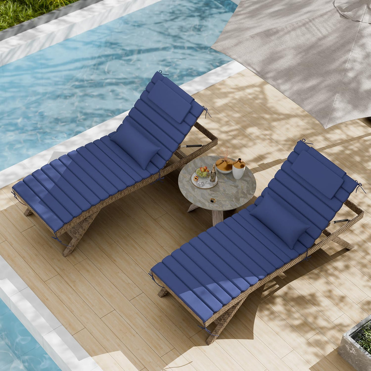 1.6" chaise lounge cushions outdoor set of 2, main product view