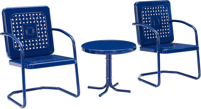 Crosley Furniture Bates 3-Piece Retro Metal Outdoor Patio Chair Set