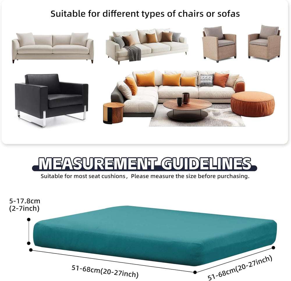 8Pcs Patio Cushion Covers, Outdoor Stretch Cushion Covers, Washable