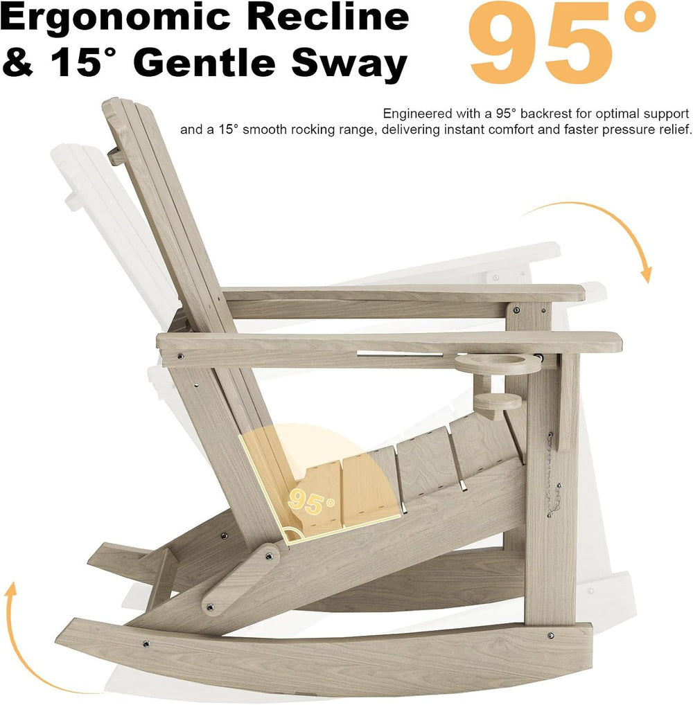 Adirondack Rocking Chair with Retractable Ottoman,Outdoor Folding Adirondack ...