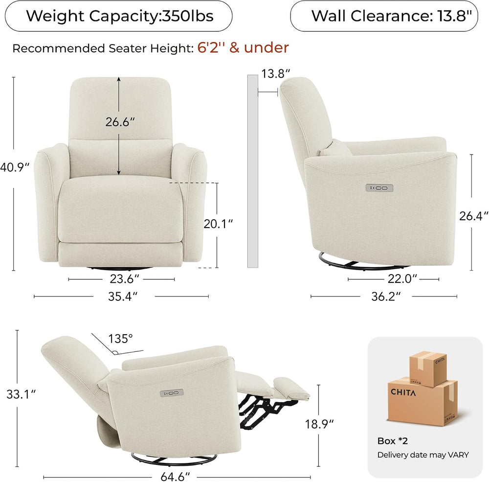 CHITA Power Swivel Glider Recliner Chair, Tall-Wide, Linen