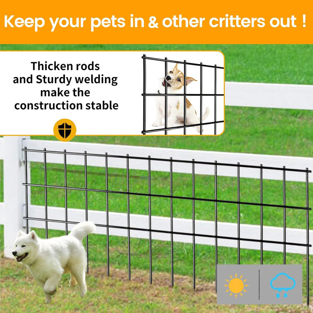 Getlay Animal Barrier Fence 25ft(L) x15in(H),10Pack Black No Dig Fence,Anti-R...