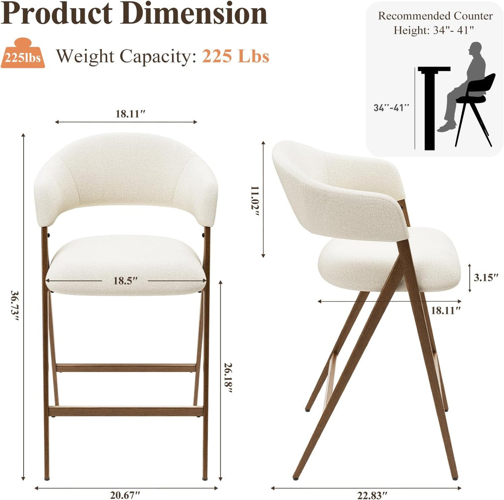 COLAMY Bar Stools Set of 2, 26" Counter Height Barstools with Backs, Mod...