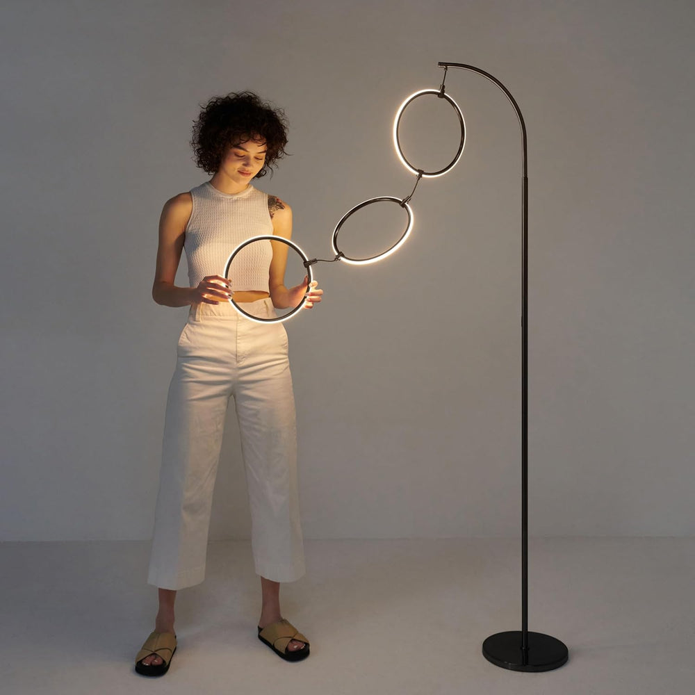 Brightech 3-Ring Modern Floor Lamp Matches Living Room Décor - Contemporary A...