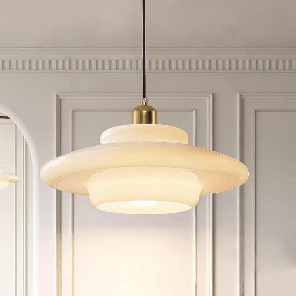 Milk Glass Pendant Light: Mid Century Modern Gold Brass Pendant Light Fixture...