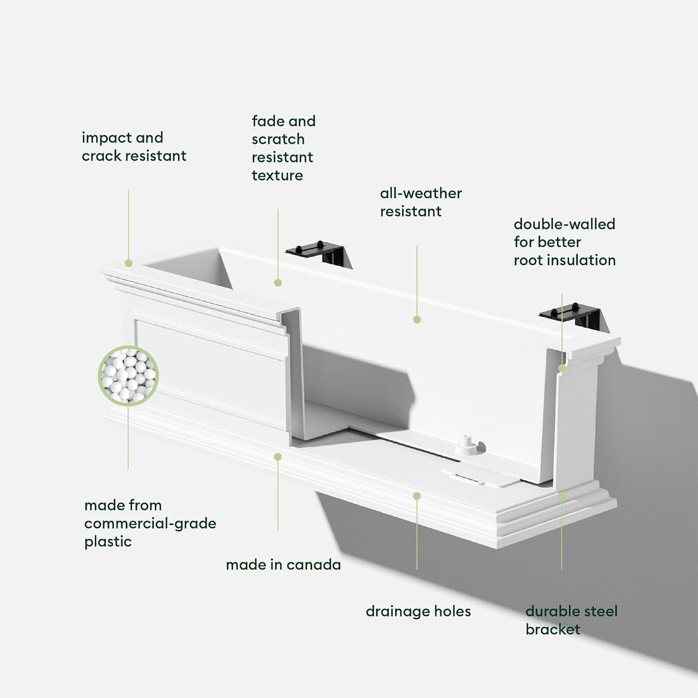 Veradek Brixton Series Plastic Railing Planter - Rectangular Planter for Outd...