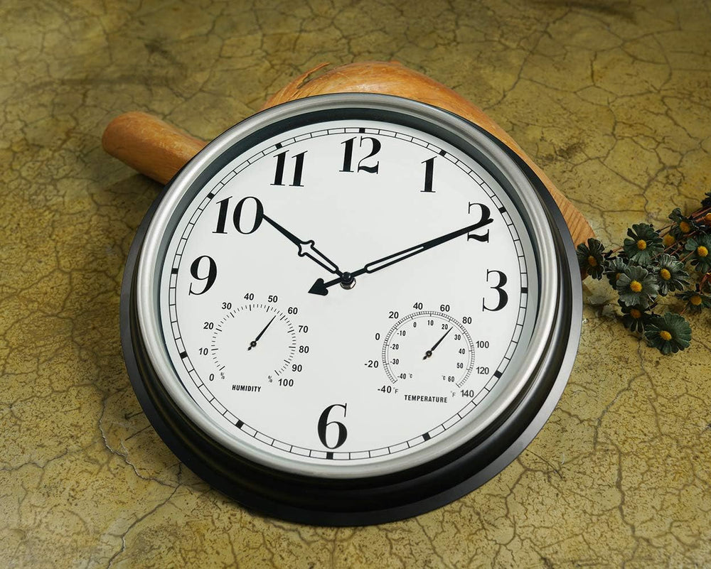 Rsobl 16 Inch Large Indoor Outdoor Wall Clock,Waterproof Non-Ticking Clock wi...