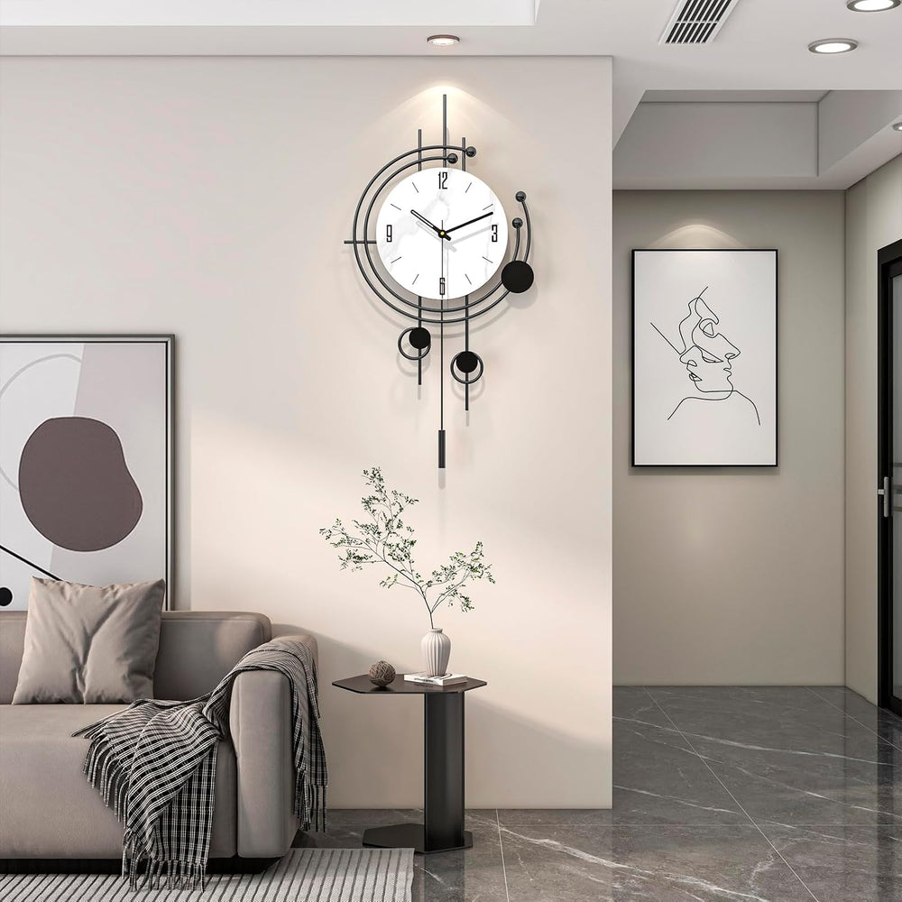 Modern Wall Clock for Living Room Decor Large Decorative Metal Wall Clock wit...