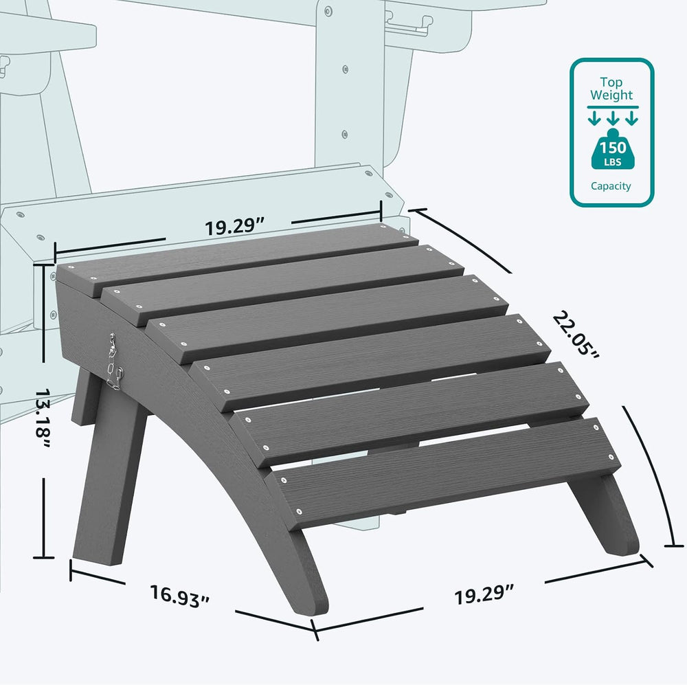 SERWALL Folding Adirondack Ottoman for Adirondack Chair, No-Assembly Weather ...