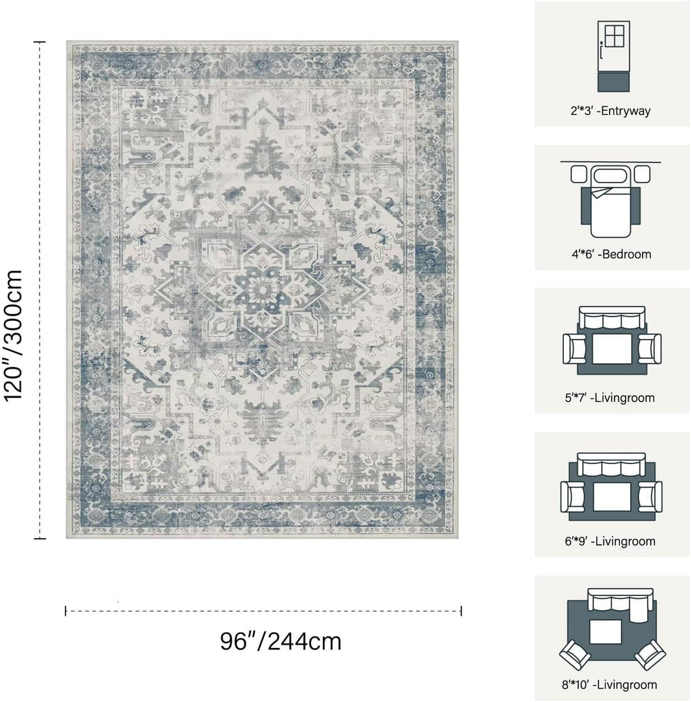 Rugxara 8x10 Area Rugs,Large Rugs for Living Room(Blue)