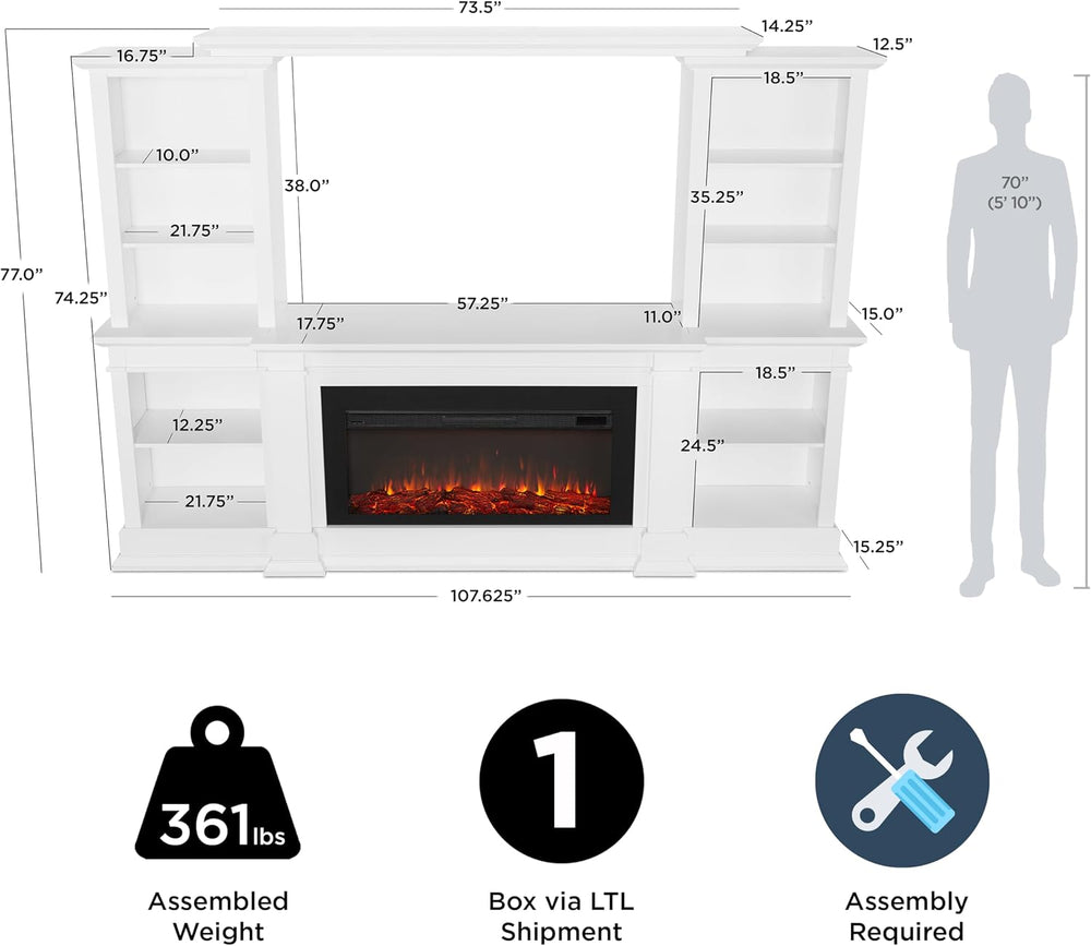 Real Flame Monte Vista Electric Media Fireplace, White,9900E-W
