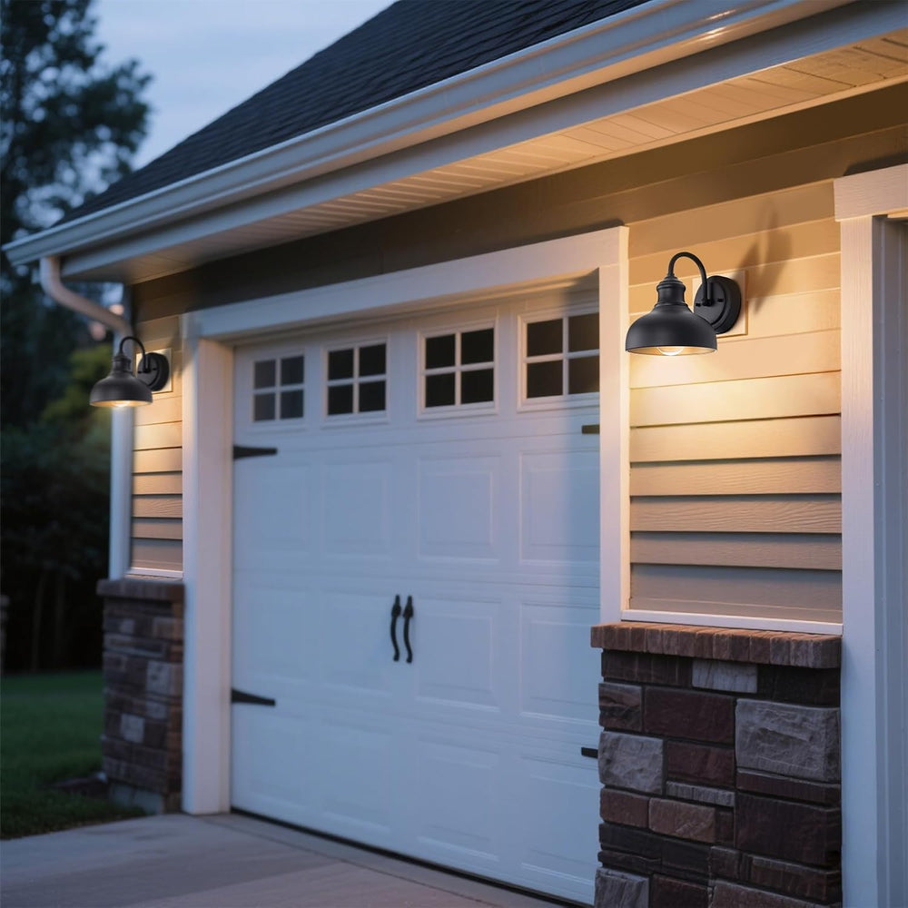Black Outdoor Gooseneck Lighting for Barn 7 Inch Farmhouse Exterior Light Fix...