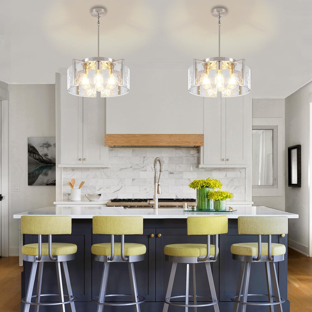 Modern Brushed Nickel Dining Room Light Fixture 4 Lights Chandeliers