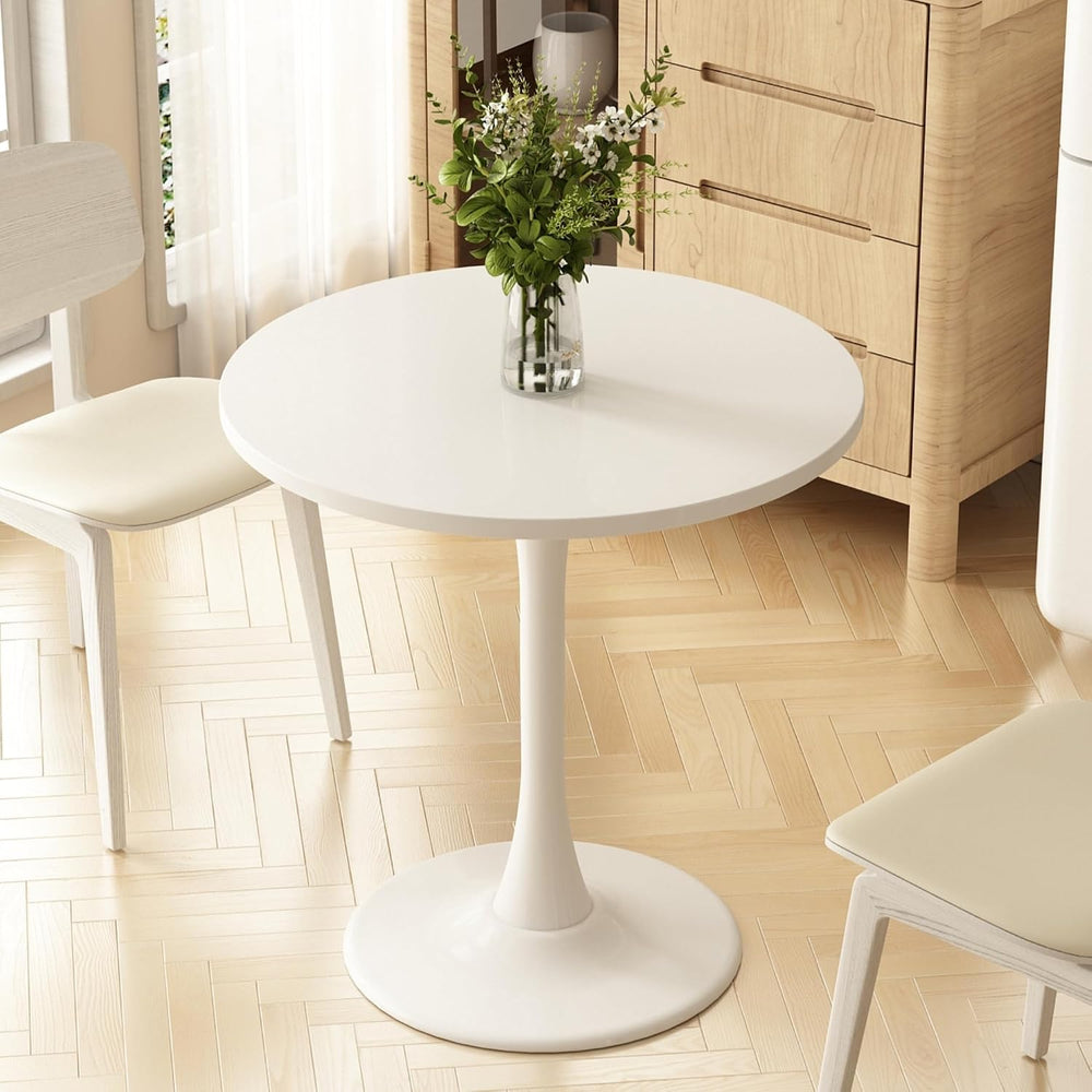 Round Dining Table 27.5" Circle Tulip Table for 4 People,White