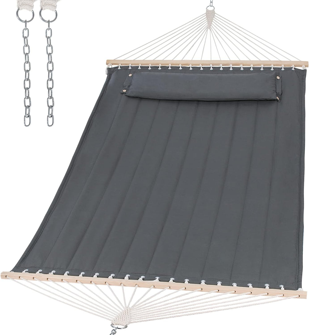 SUNCREAT Heavy Duty 2 Person Hammock for Indoor, Outdoor, Gray