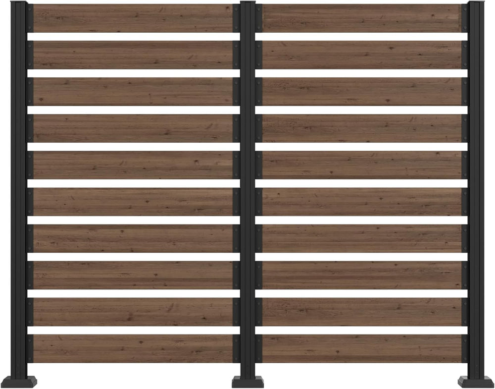 MUPATER 5FT× 6.5FT No-Dig Wood Privacy Screen, Outdoor Screen Panel for Hard ...