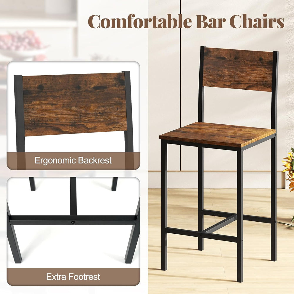 GIANTEX 3-Piece Bar Table and Chair Set with 2 Counter Height Bar Stools, Bre...