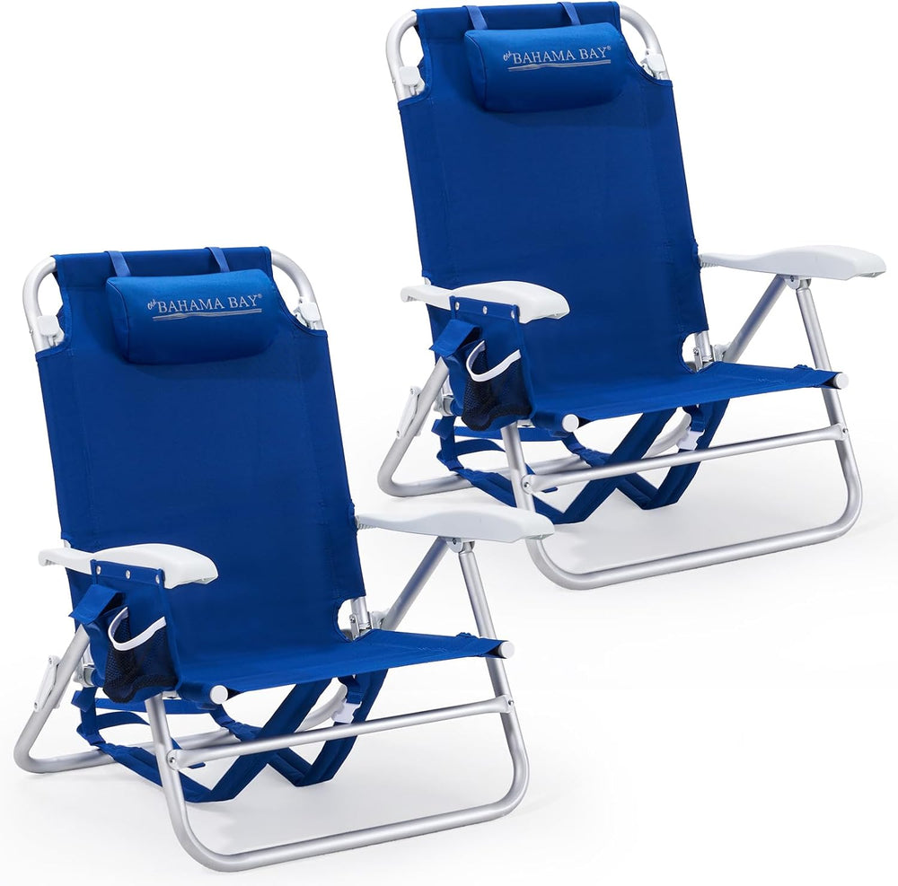 Old Bahama Bay 2 Pack 7-Position Lay-Flat Beach Chair, Lightweight Aluminum F...