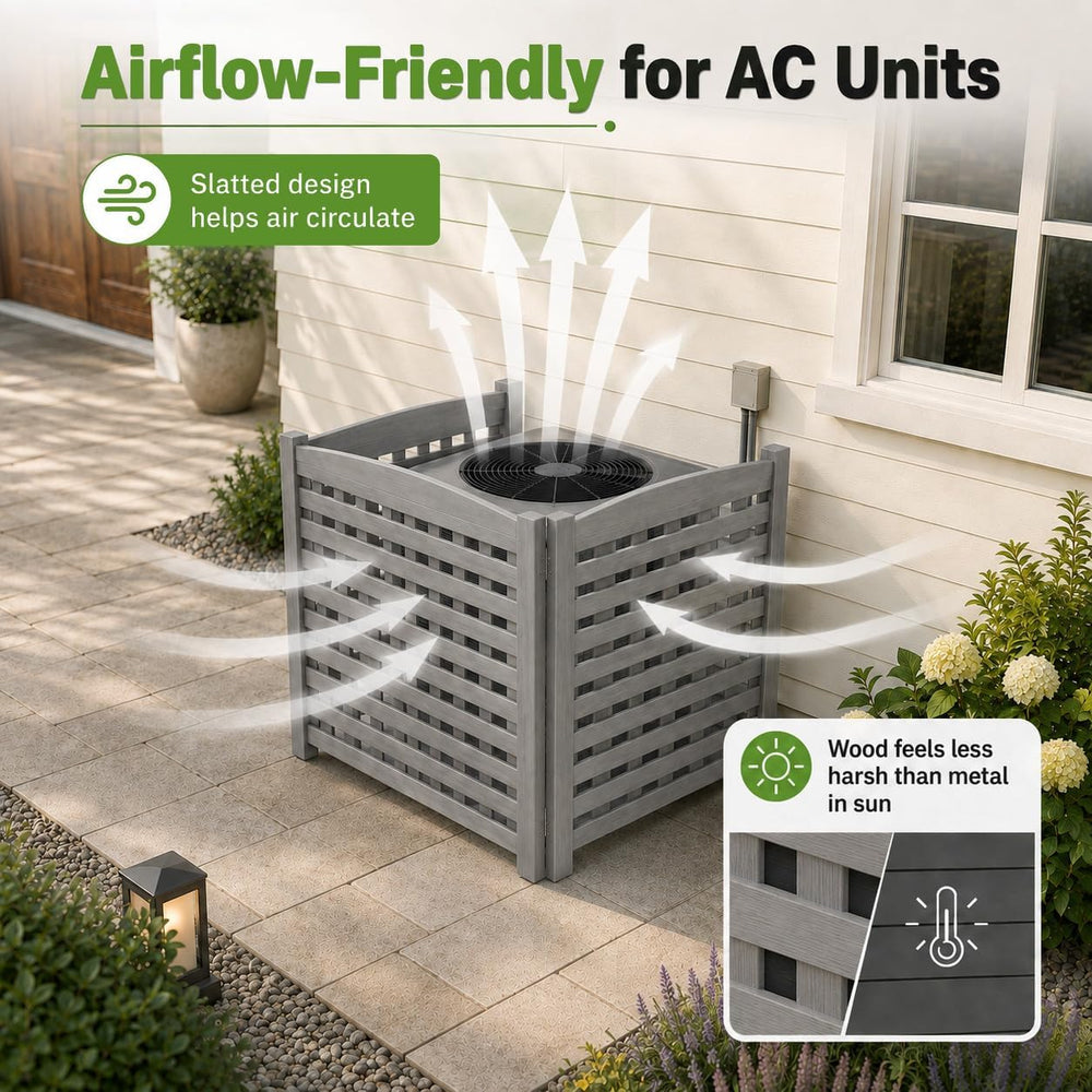 32" W x 38" H Air Conditioner Fence, 3 Panel Trash Can Fence Screen...