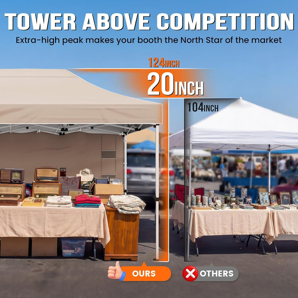 Quictent 10x15 Heavy Duty Pop up Canopy Tent with Wheeled Bag