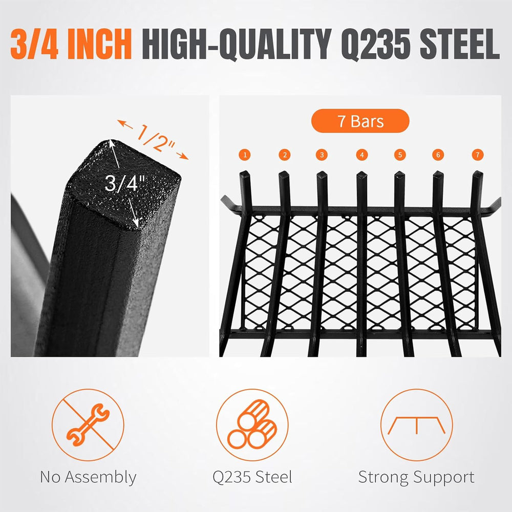 INNO STAGE 24 Inch Fireplace Grate with Ember Retainer
