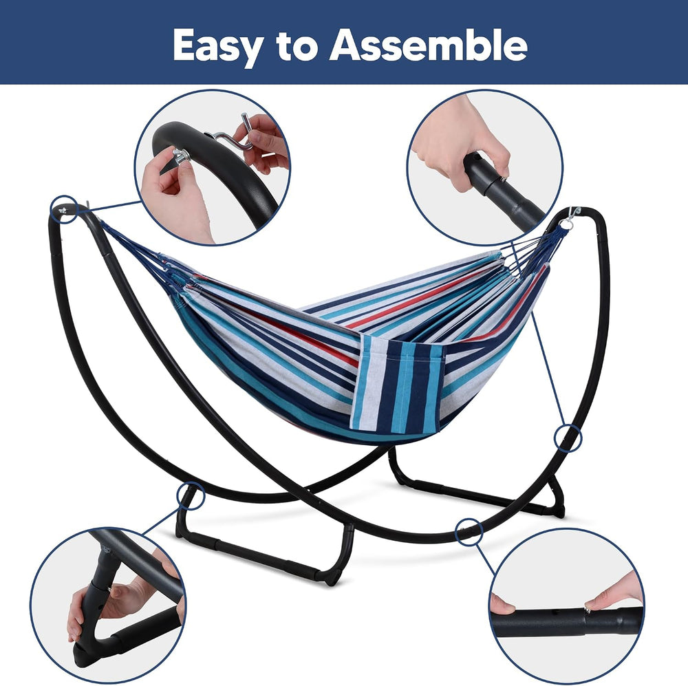 SUNCREAT 2 Person Hammock with Stand, Space Saving Free Standing Hammock with...