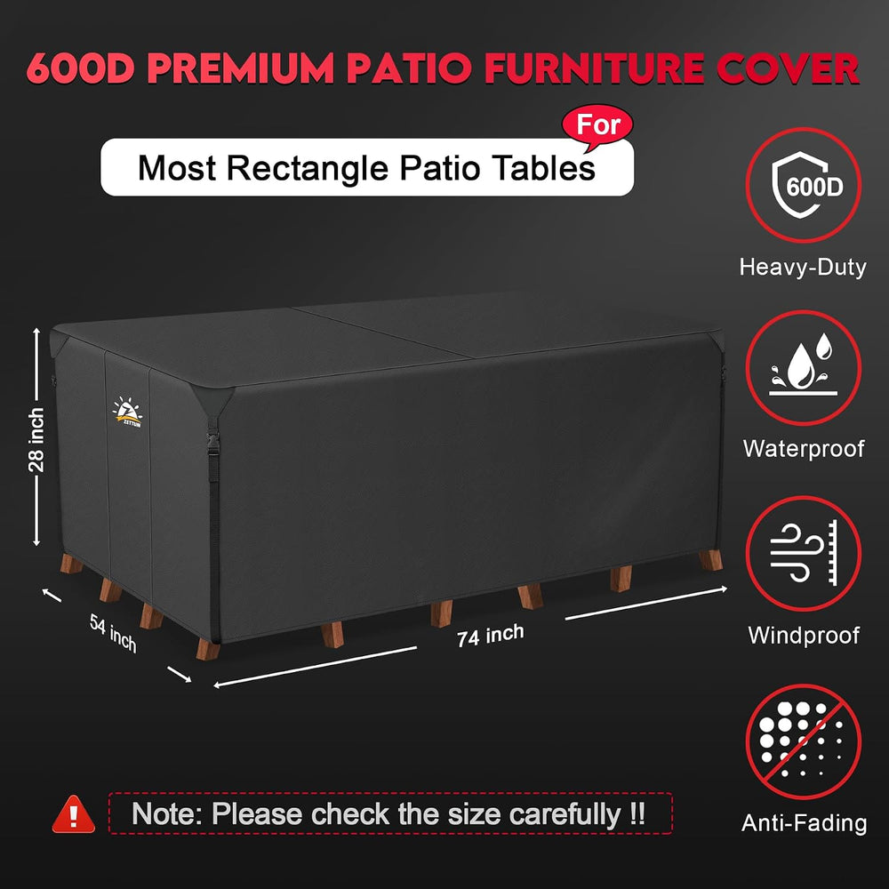 Zettum Patio Furniture Cover Rectangle - 74 Inch Outdoor Table Cover Waterpro...