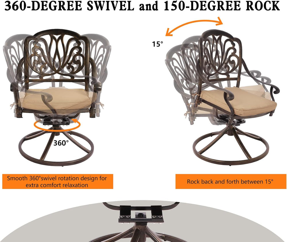 Grepatio 5 Piece Outdoor Dining Set Cast Aluminum Patio Dining Set Table and ...