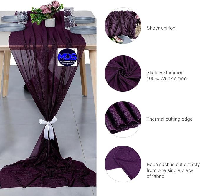 MDS Halloween Chiffon Table Runner - 5 Pack, 29 x 170 Inches, 14ft Each - She...
