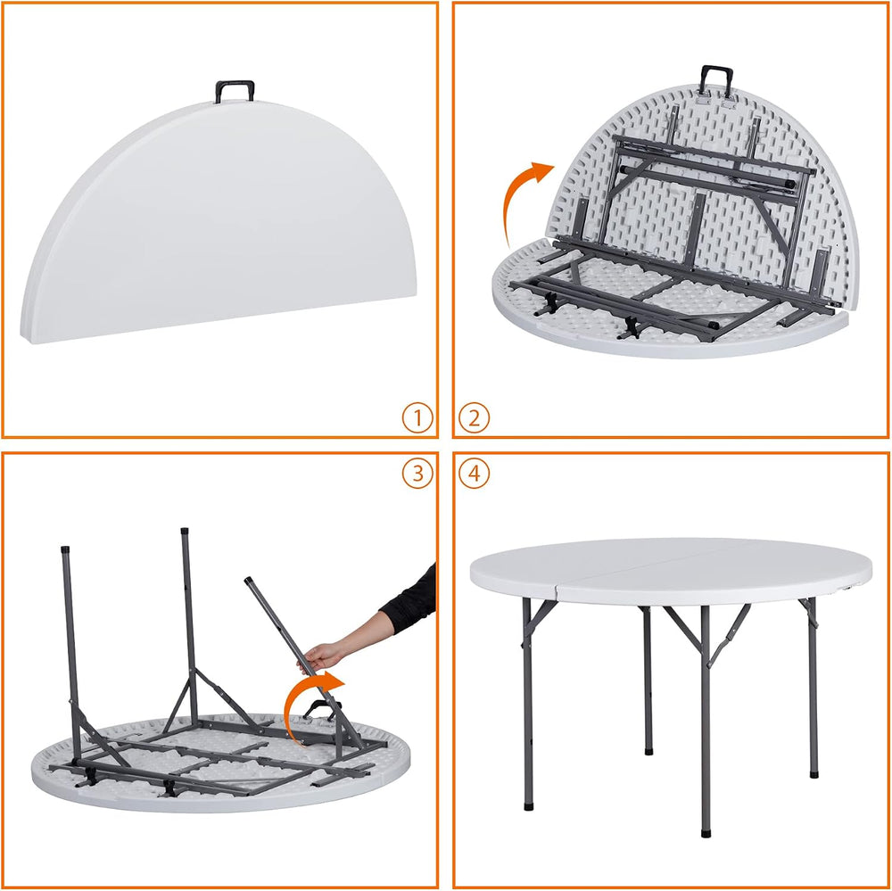 ZenStyle Folding Table, Indoor Outdoor Portable Plastic Dining Card Table Uti...