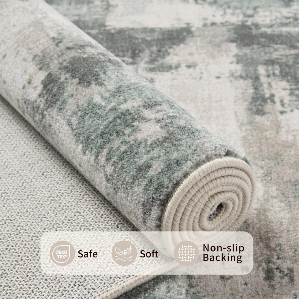 Rugxara 6x9 Green Modern Abstract Washable Rug for Living Room