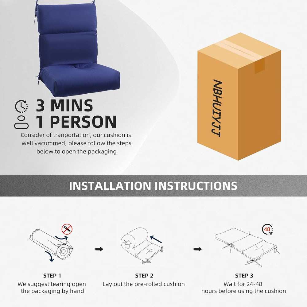 High Back Chair Cushion, 44" x 21" UV Resistant & Water-Rpellen...