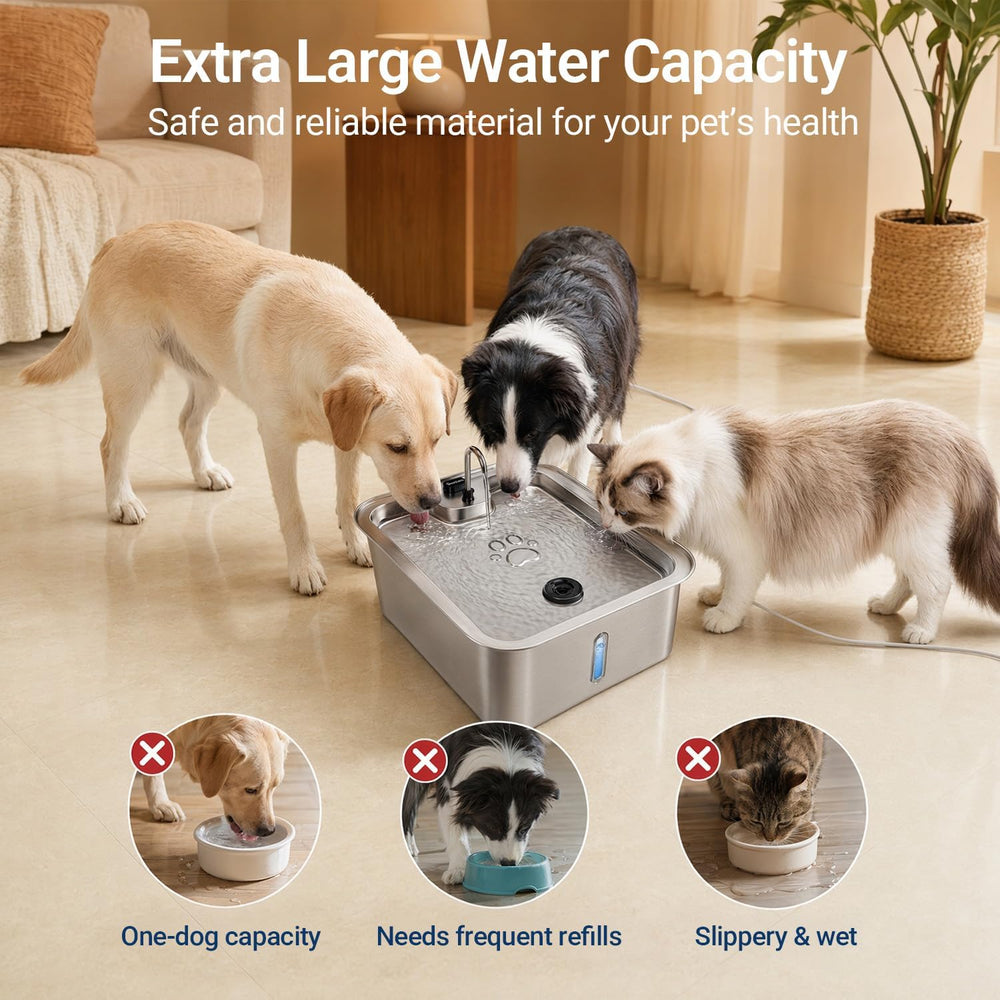 Cat/Large Dog Water Fountain, 4.5Gal/17L Quiet LED Blue Light Stainless Steel...