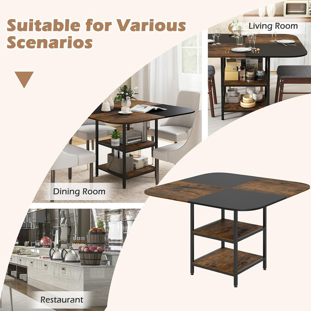 Giantex 47.5-inches Dining Table for 4, Square Kitchen Table with 2-Layer Sto...