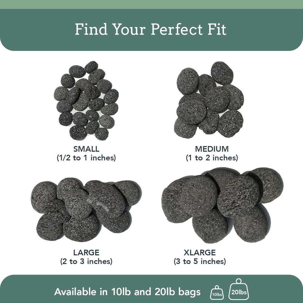 Black Lava Rocks for Fire Pit, Gas Fireplace Rocks, 1 to 2 Inch, 20 lbs