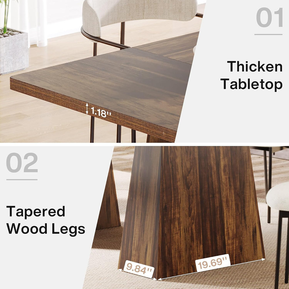 Tribesigns Dining Table for 6, Farmhouse Rectangular, Rustic Brown, 63" ...