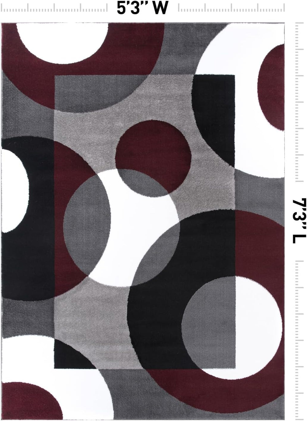 Rugshop Circle Design Contemporary Geometric Area Rug Burgundy 5'3" ...