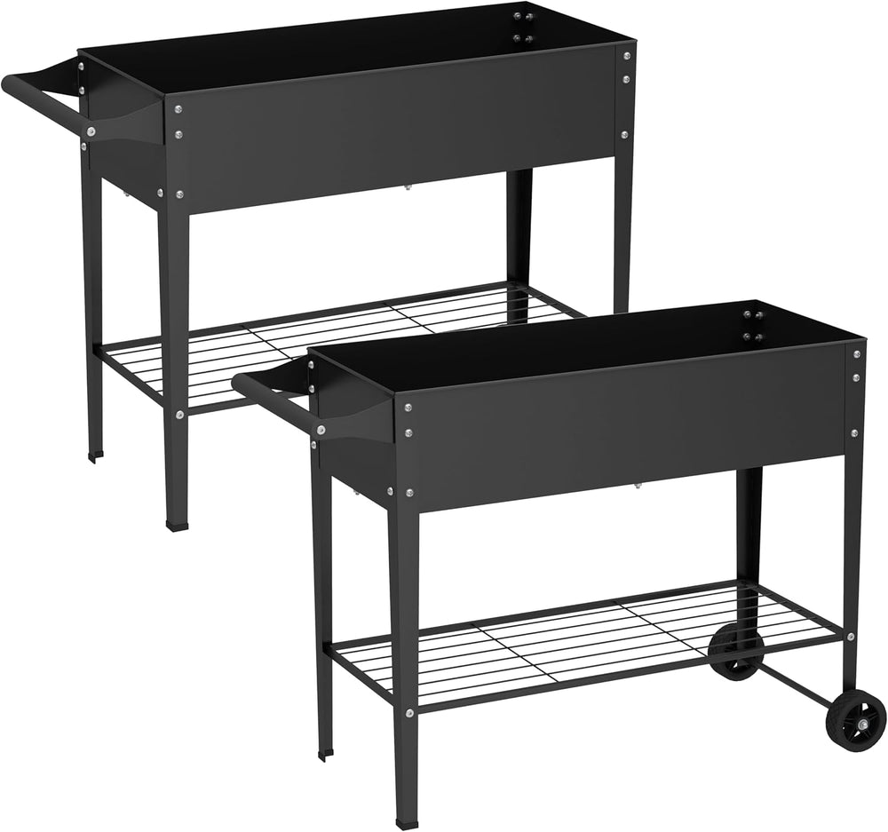 Elevate 2Pcs 32" Tall Raised Garden Bed with Wheel,Planter Box for Backy...